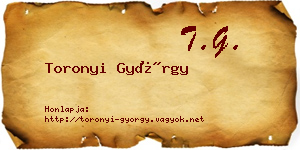 Toronyi György névjegykártya